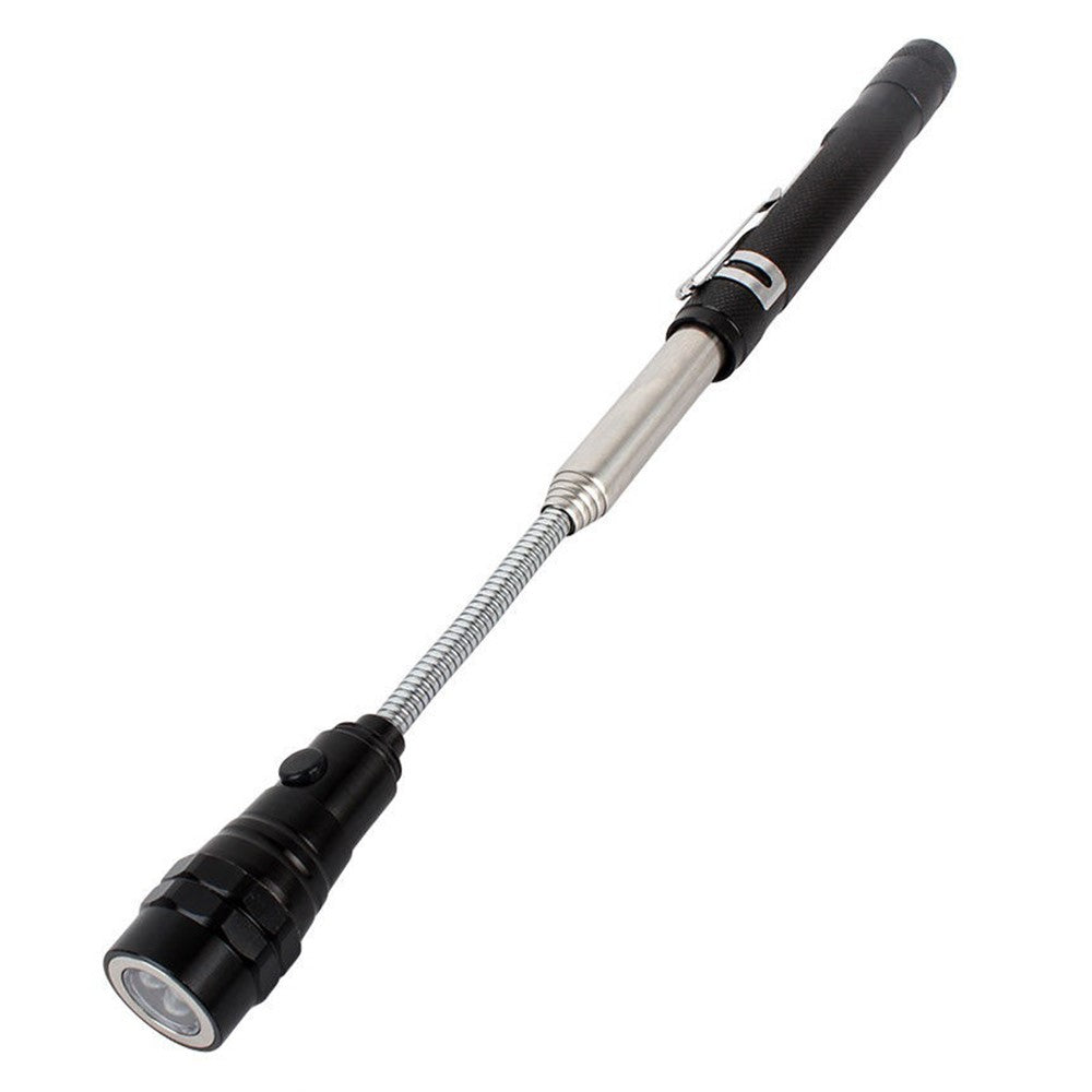 3-LED Extendable Aluminum Alloy Flashlight Magnetic Pickup Tool Flexible Gooseneck Pen Clip Light