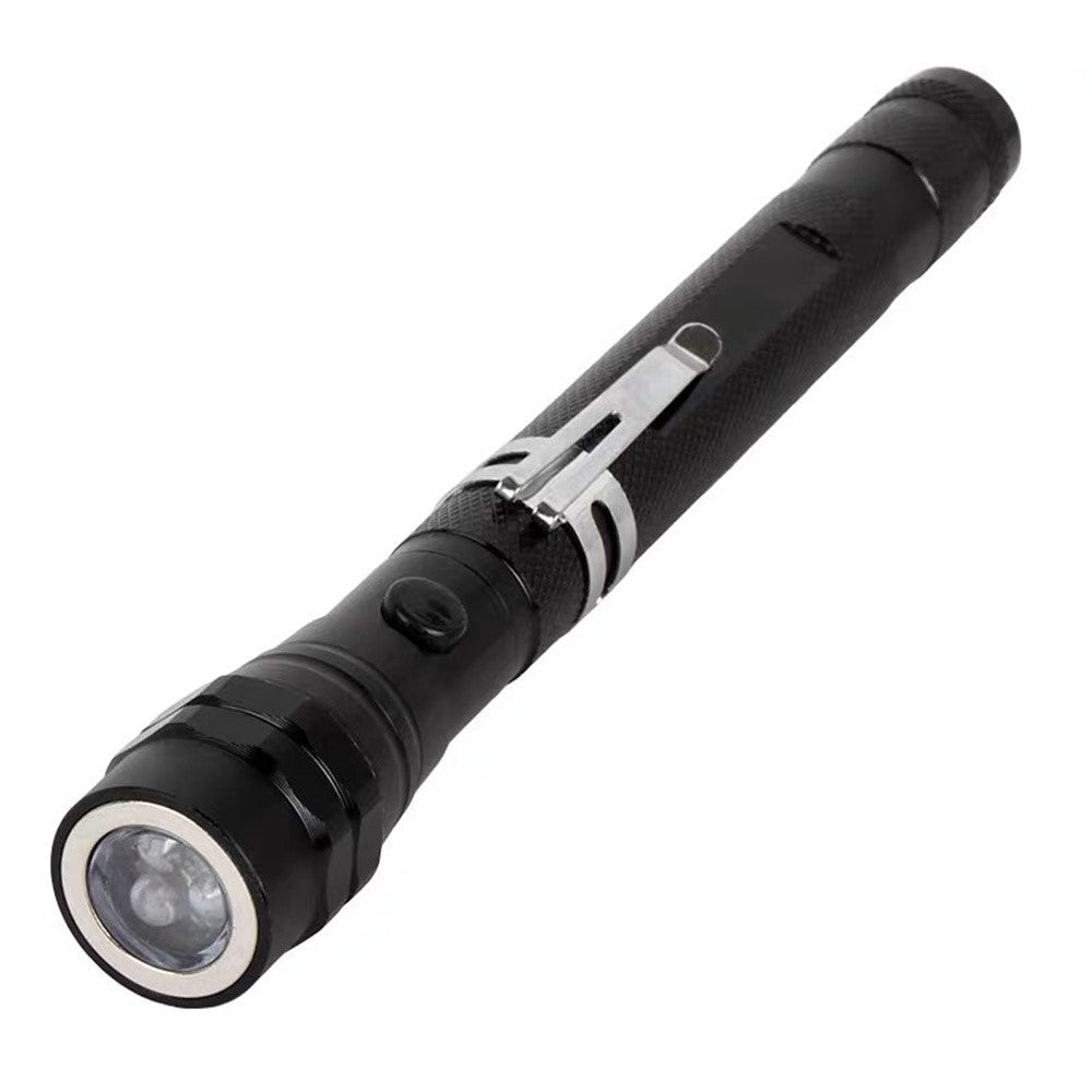 3-LED Extendable Aluminum Alloy Flashlight Magnetic Pickup Tool Flexible Gooseneck Pen Clip Light