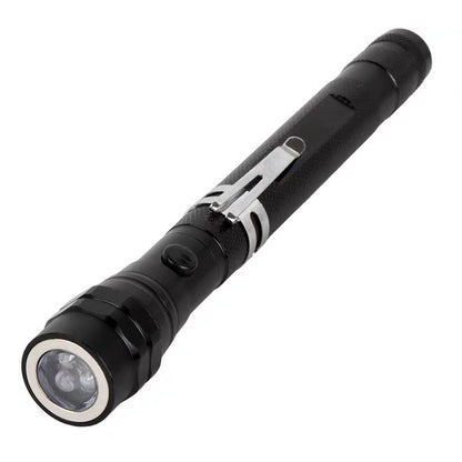3-LED Extendable Aluminum Alloy Flashlight Magnetic Pickup Tool Flexible Gooseneck Pen Clip Light