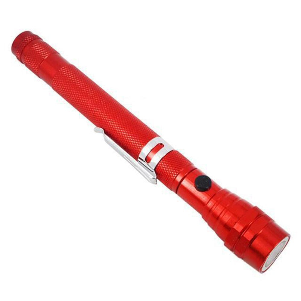 3-LED Extendable Aluminum Alloy Flashlight Magnetic Pickup Tool Flexible Gooseneck Pen Clip Light