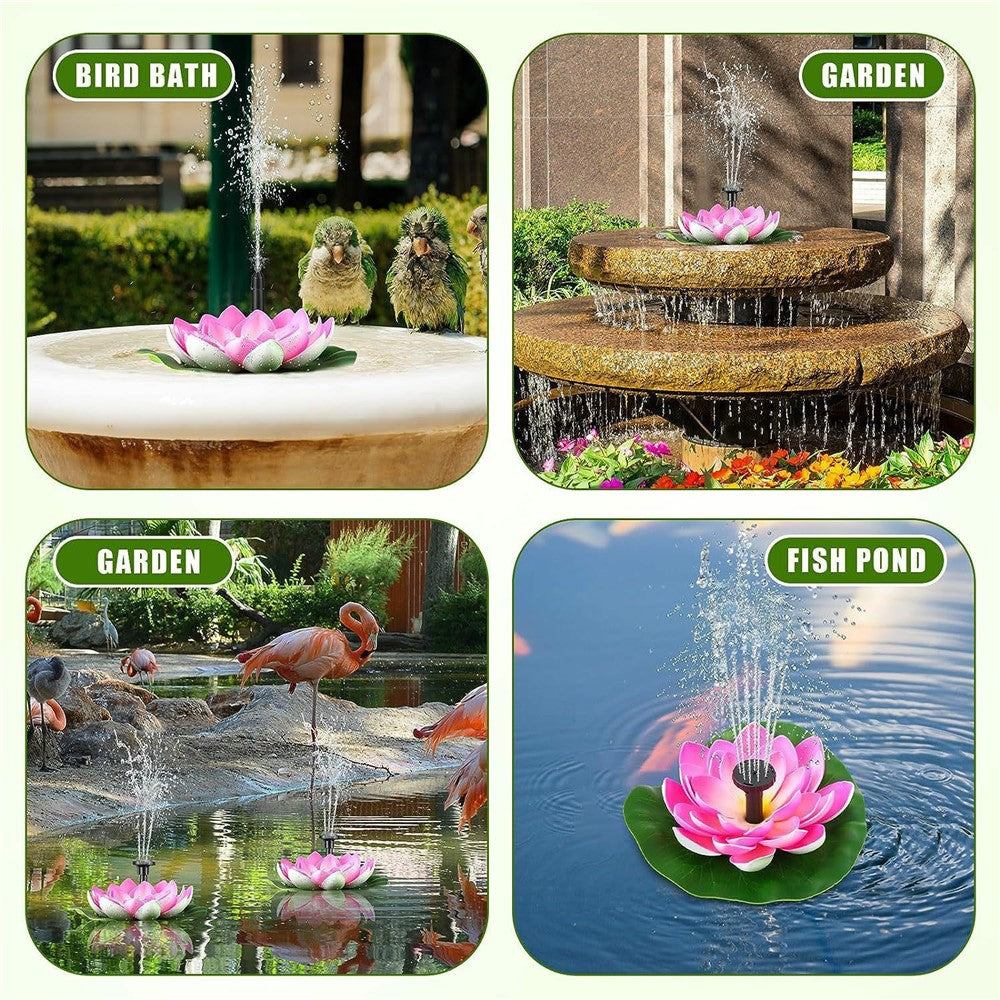 Solar Powered Floating Fountain For Outdoor Water Features Garden Pond Decorative Lotus Leaf Flower Design