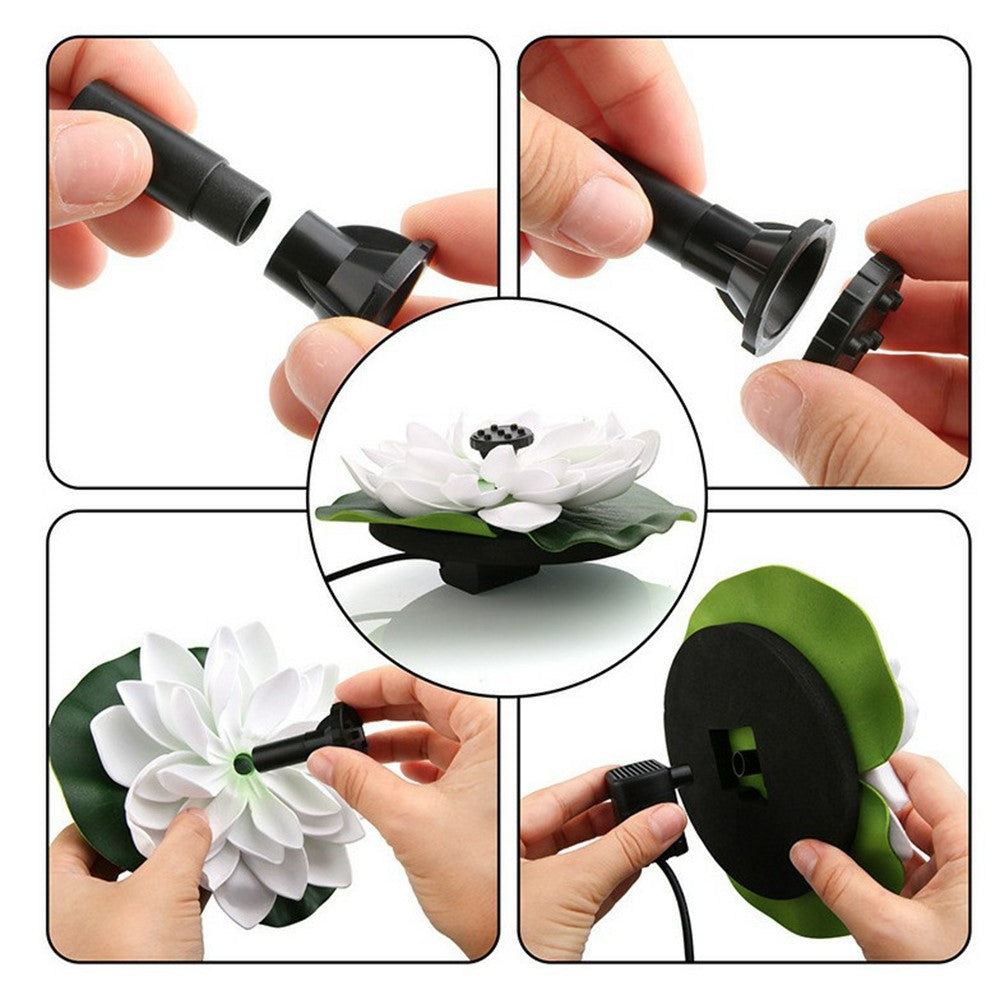 Solar Powered Floating Fountain For Outdoor Water Features Garden Pond Decorative Lotus Leaf Flower Design