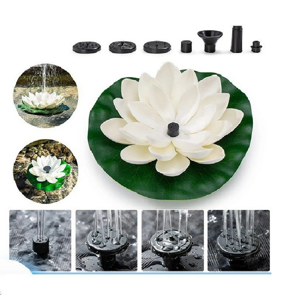 Solar Powered Floating Fountain For Outdoor Water Features Garden Pond Decorative Lotus Leaf Flower Design