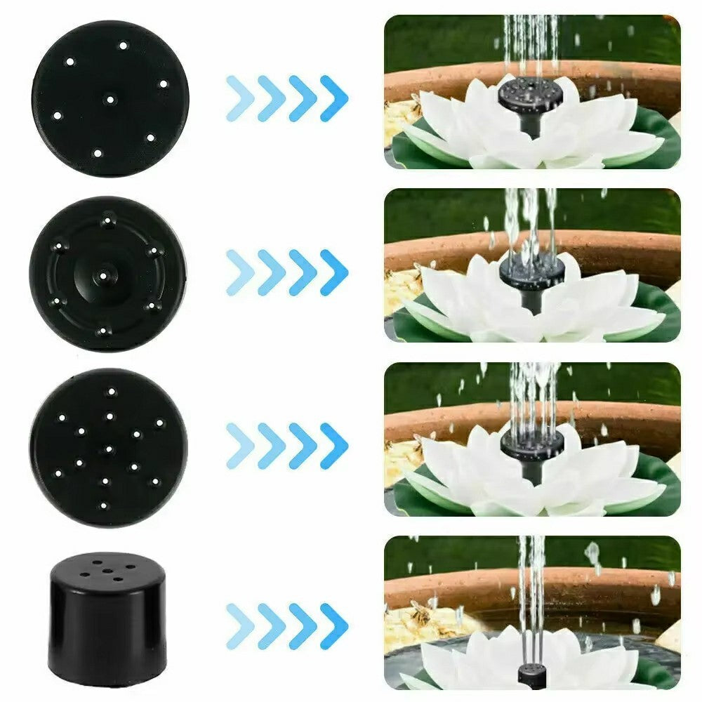Solar Powered Floating Fountain For Outdoor Water Features Garden Pond Decorative Lotus Leaf Flower Design