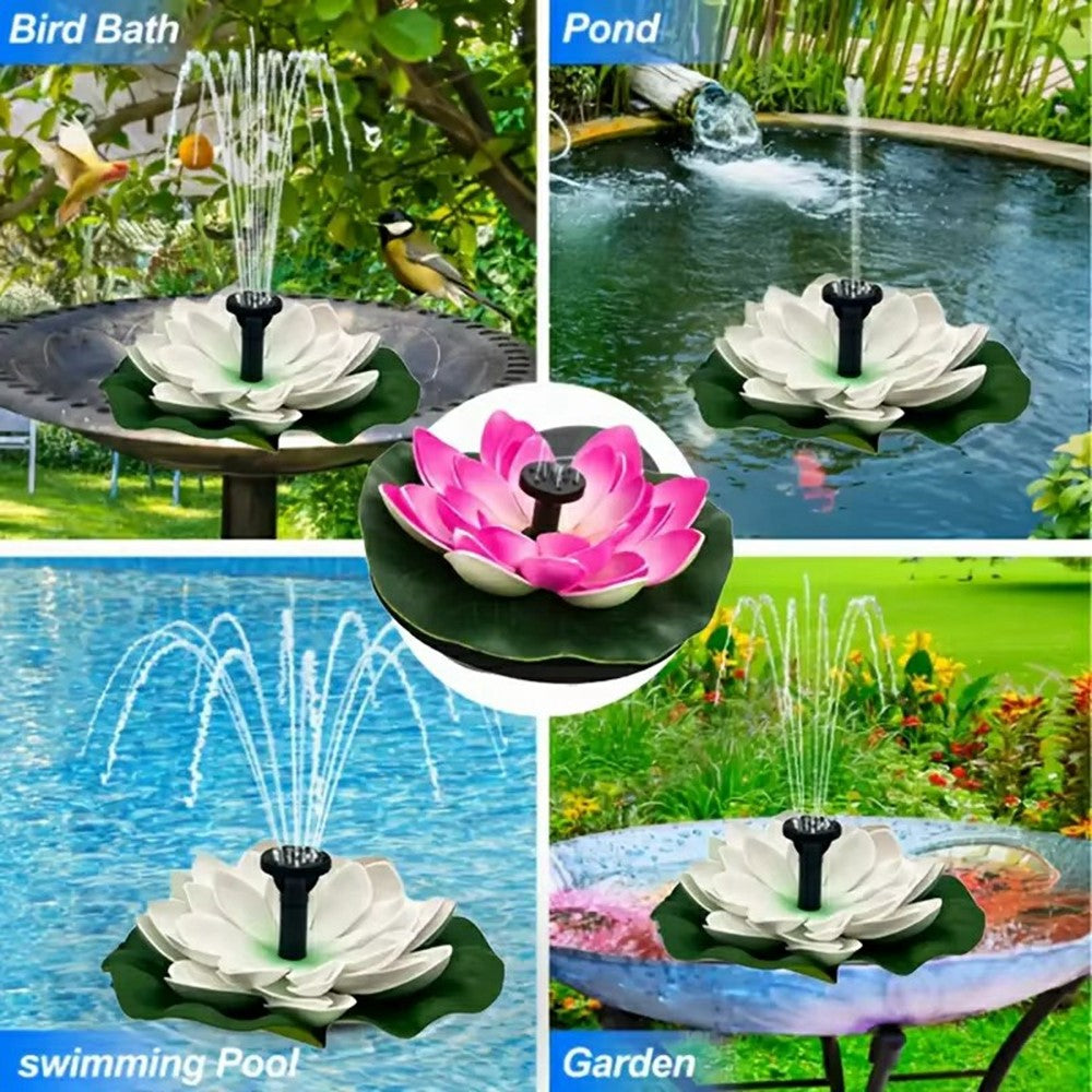 Solar Powered Floating Fountain For Outdoor Water Features Garden Pond Decorative Lotus Leaf Flower Design