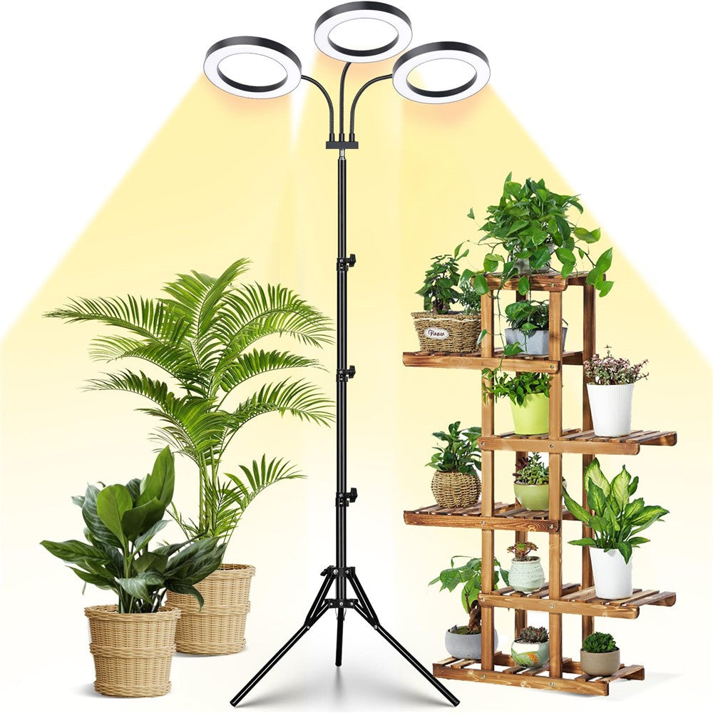 6 Inch Ring Grow Light 3 Head Adjustable Tripod Stand LED Lamp for Indoor Plants Succulents