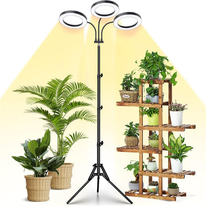6 Inch Ring Grow Light 3 Head Adjustable Tripod Stand LED Lamp for Indoor Plants Succulents