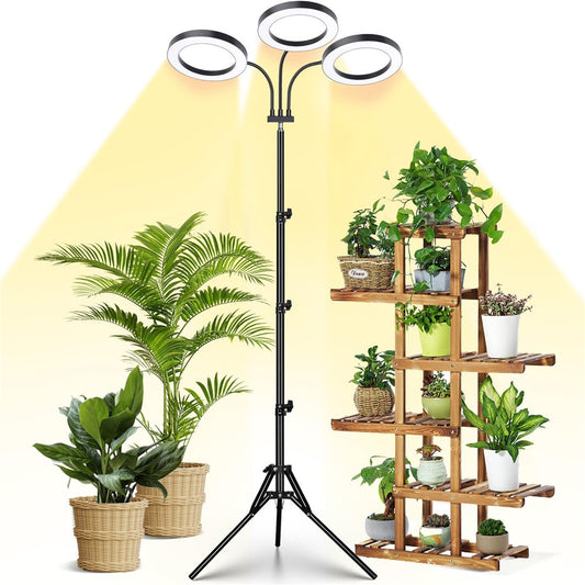 6 Inch Ring Grow Light 3 Head Adjustable Tripod Stand LED Lamp for Indoor Plants Succulents