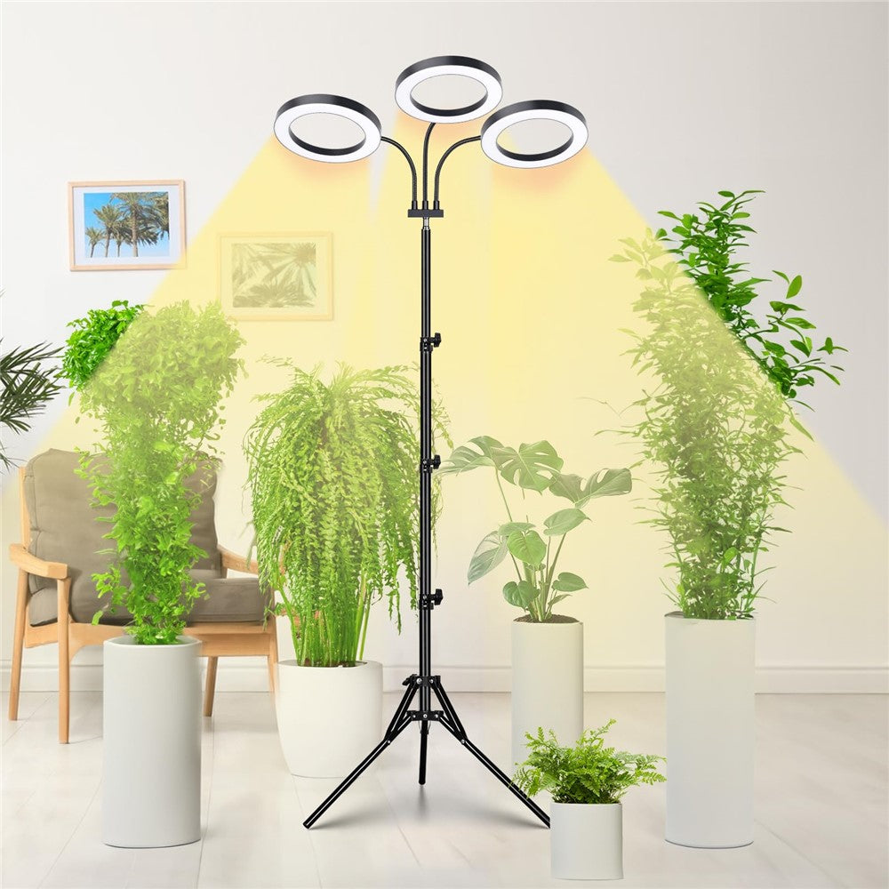 6 Inch Ring Grow Light 3 Head Adjustable Tripod Stand LED Lamp for Indoor Plants Succulents