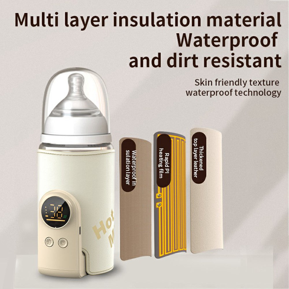 6000mAh Battery Operated Baby Bottle Warmer 360° Wrapping Heating Portable Thermostatic Bottle Sleeve with 18W USB / Type-C Fast Charge