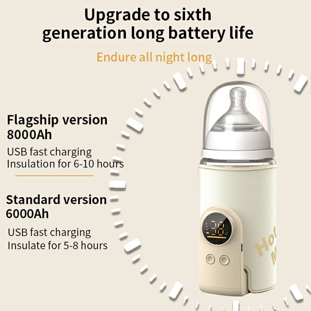 8000mAh Bottle Warmer 360° Uniform Heating Milk Sleeve Smart Temperature Control Baby Bottle Warmer