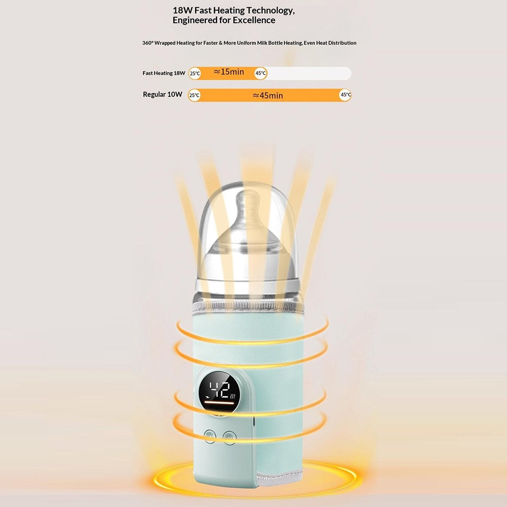 K7 Smart Constant Temperature Bottle Warmer USB Plug-in Baby Bottle Heater with 360° Full Wrapping Fast Heating Bottle Insulation Sleeve