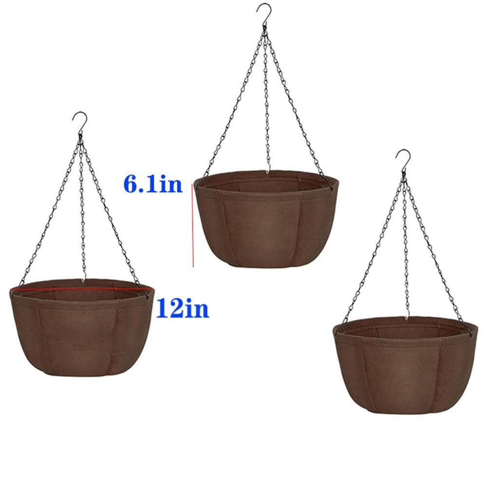 3Pcs 12 inch Outdoor Hanging Plant Pot Breathable Drainage Hanging Basket with Chain for Balcony Decoration