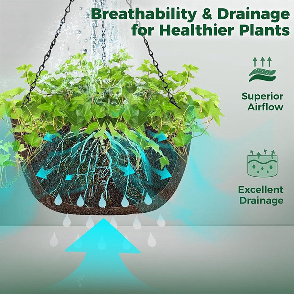 3Pcs 12 inch Outdoor Hanging Plant Pot Breathable Drainage Hanging Basket with Chain for Balcony Decoration