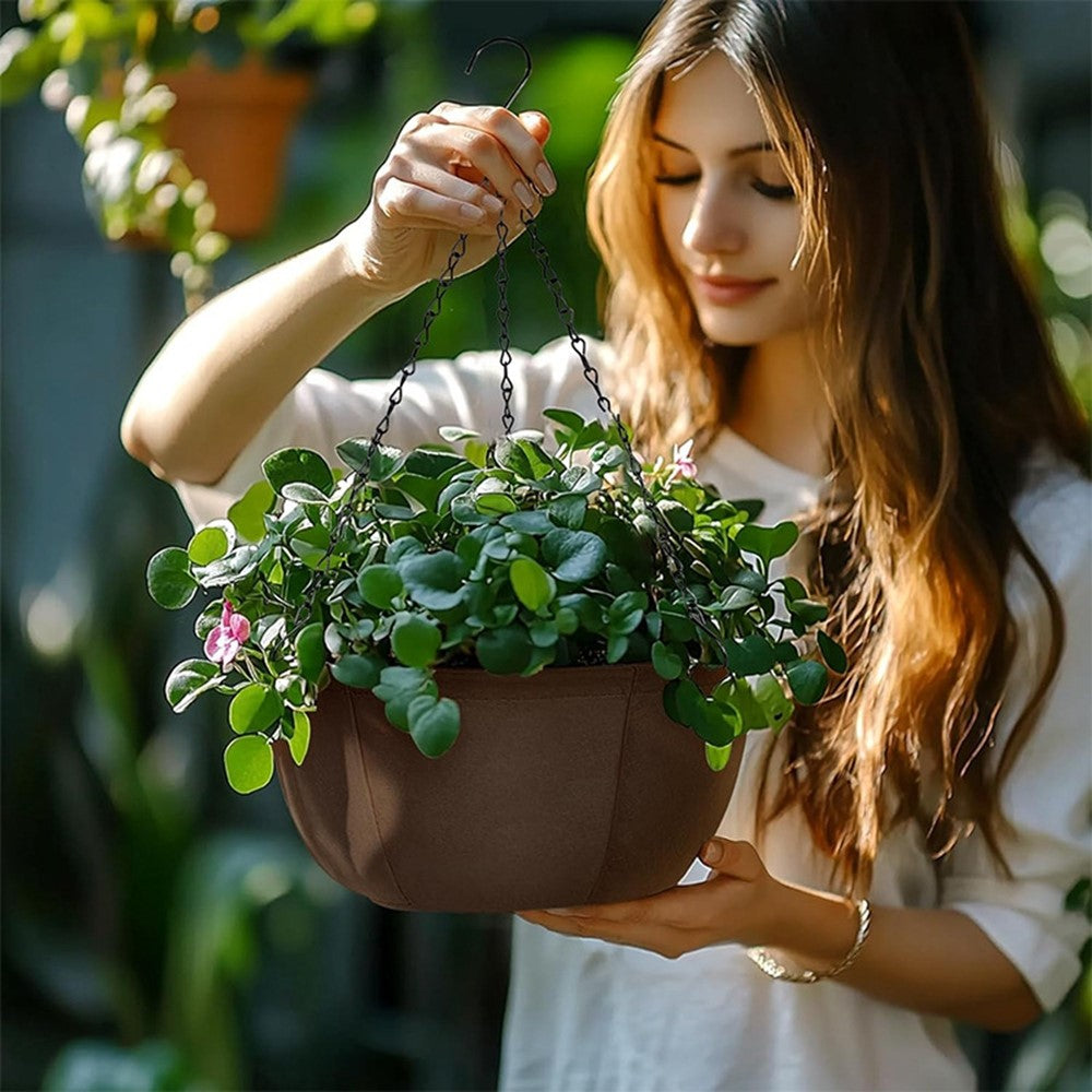 3Pcs 12 inch Outdoor Hanging Plant Pot Breathable Drainage Hanging Basket with Chain for Balcony Decoration