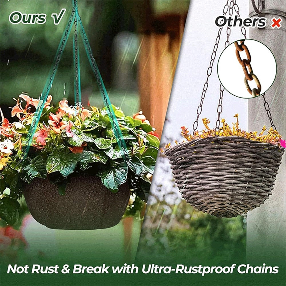 3Pcs 12 inch Outdoor Hanging Plant Pot Breathable Drainage Hanging Basket with Chain for Balcony Decoration