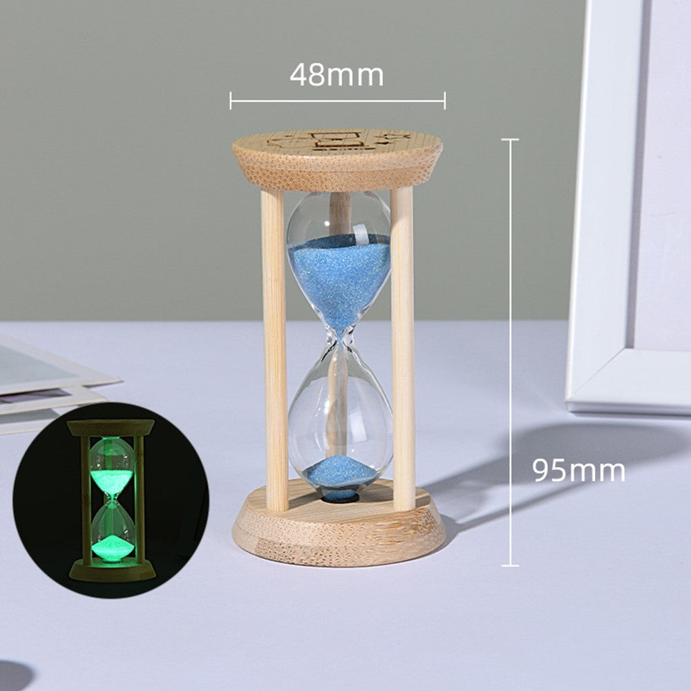 Time Hourglass 1 Minute Sand Timer Luminous Design Engraved Wooden Base Desktop Decoration