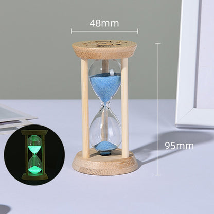 Time Hourglass 1 Minute Sand Timer Luminous Design Engraved Wooden Base Desktop Decoration