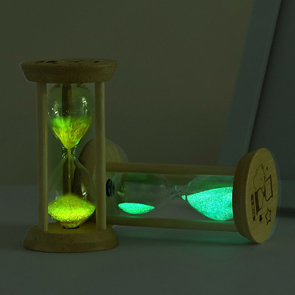 Time Hourglass 1 Minute Sand Timer Luminous Design Engraved Wooden Base Desktop Decoration