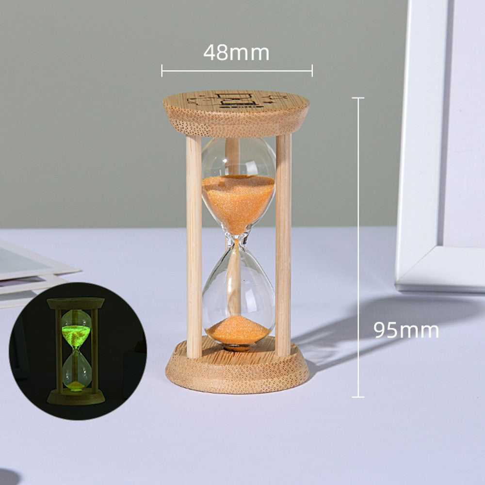 Time Hourglass 1 Minute Sand Timer Luminous Design Engraved Wooden Base Desktop Decoration