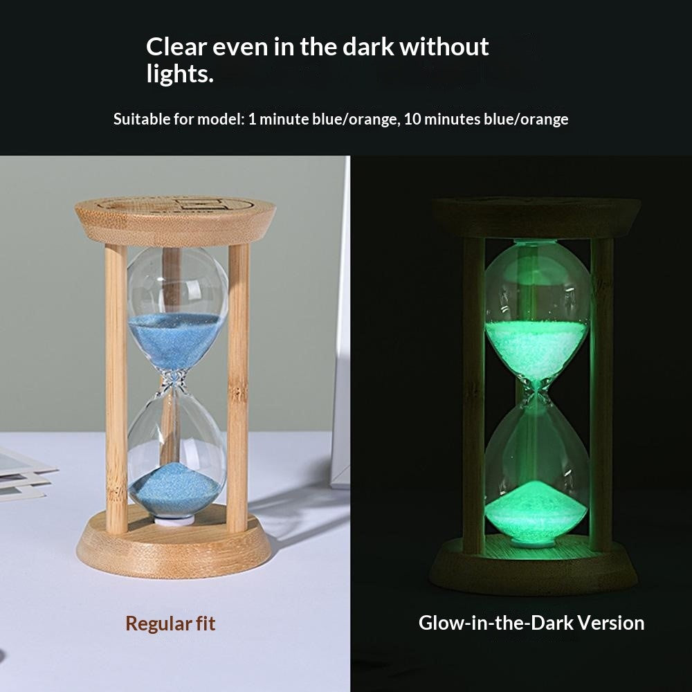 Time Hourglass 10 Minutes Sand Timer Luminous Design Engraved Wooden Base Desktop Decoration