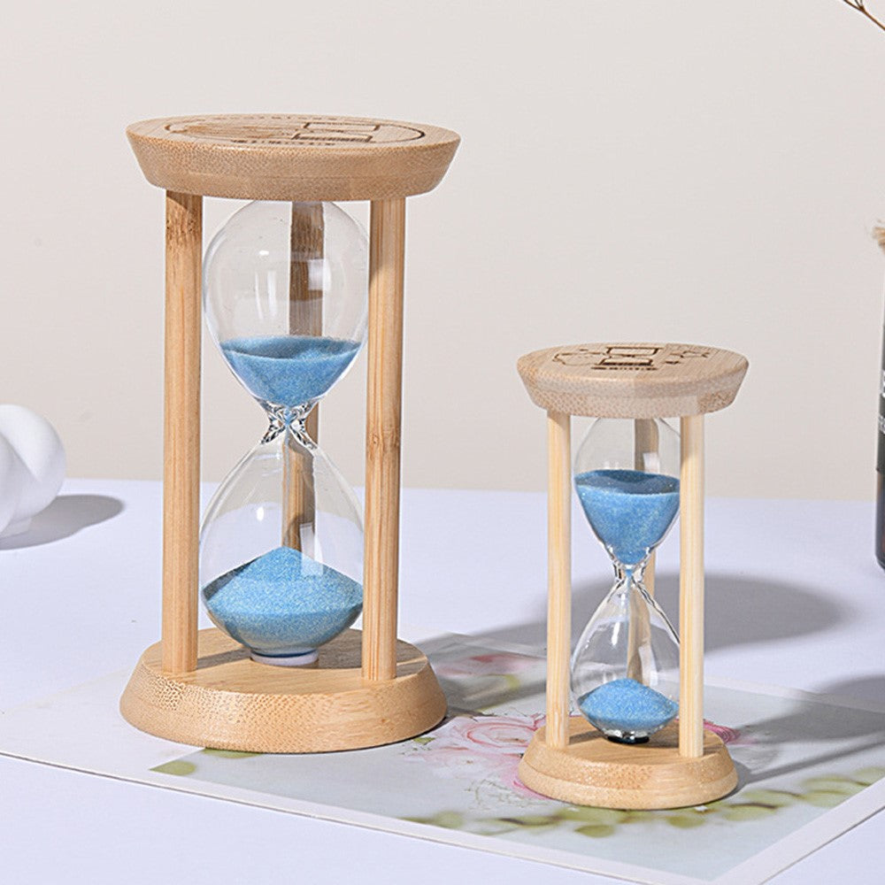 Time Hourglass 10 Minutes Sand Timer Luminous Design Engraved Wooden Base Desktop Decoration