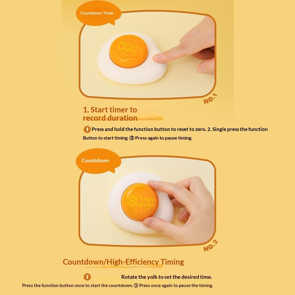 Creative Egg Magnetic Timer Kitchen Countdown Clock with Forward  /  Reverse Timing Modes for Cooking  /  Study  /  Work