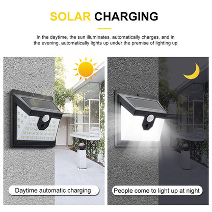 40-LED Solar Powered Motion Sensor Wall Light IP65 Waterproof Outdoor Garden Yard Lamp