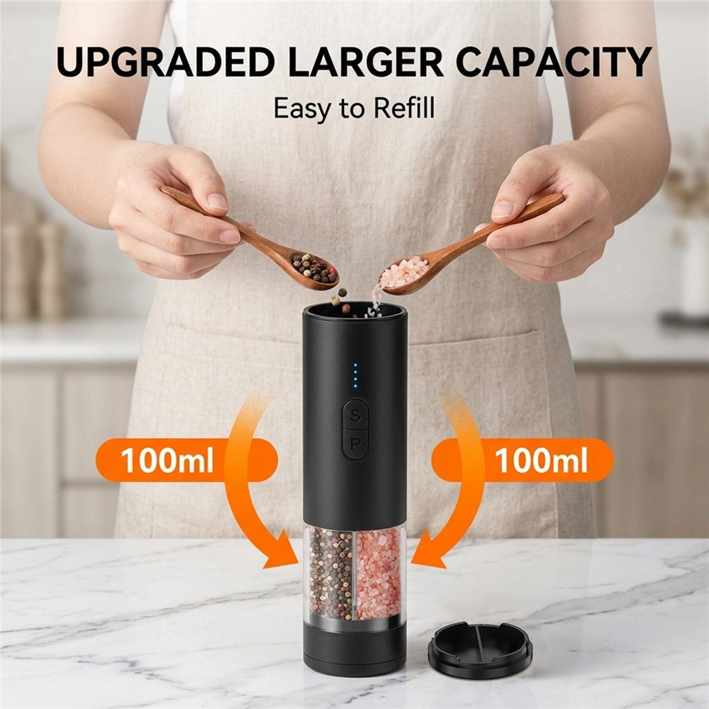 Elektrische 2in1 Salz- & Pfeffermühle – USB-wiederaufladbar, Mahlgrad verstellbar