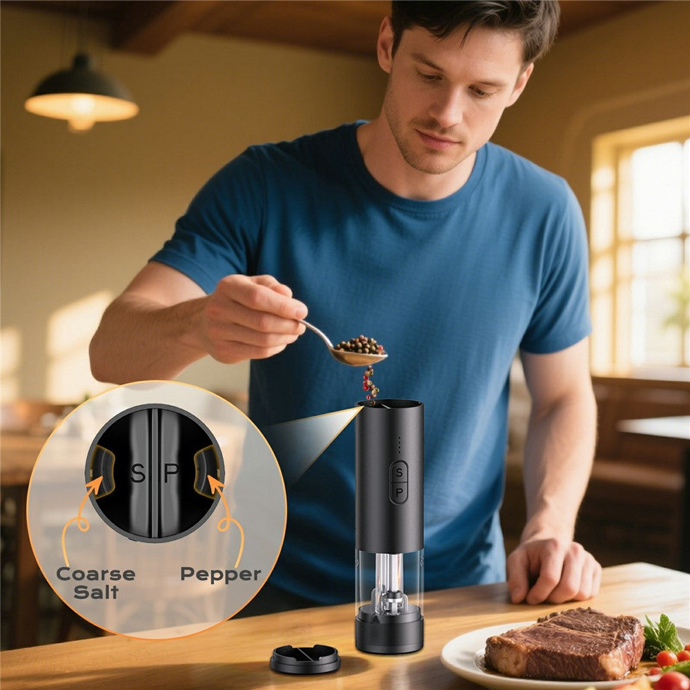 Elektrische 2in1 Salz- & Pfeffermühle – USB-wiederaufladbar, Mahlgrad verstellbar