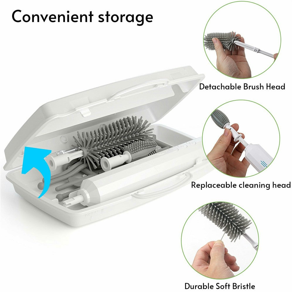 Electric Baby Feeding Bottle Brush Cleaning Kit Multi Function Baby Bottle Cleaner with Drying Rack