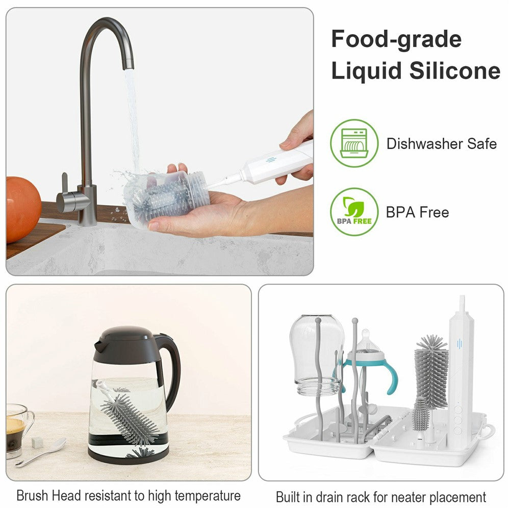 Electric Baby Feeding Bottle Brush Cleaning Kit Multi Function Baby Bottle Cleaner with Drying Rack