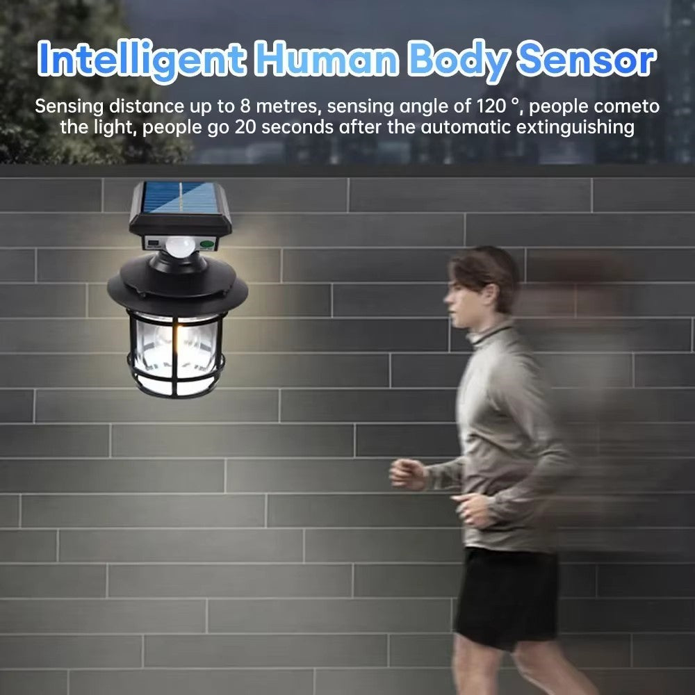 Solar Wall Light Outdoor Waterproof Motion Sensor LED Light with Intelligent Control Three Lighting Modes