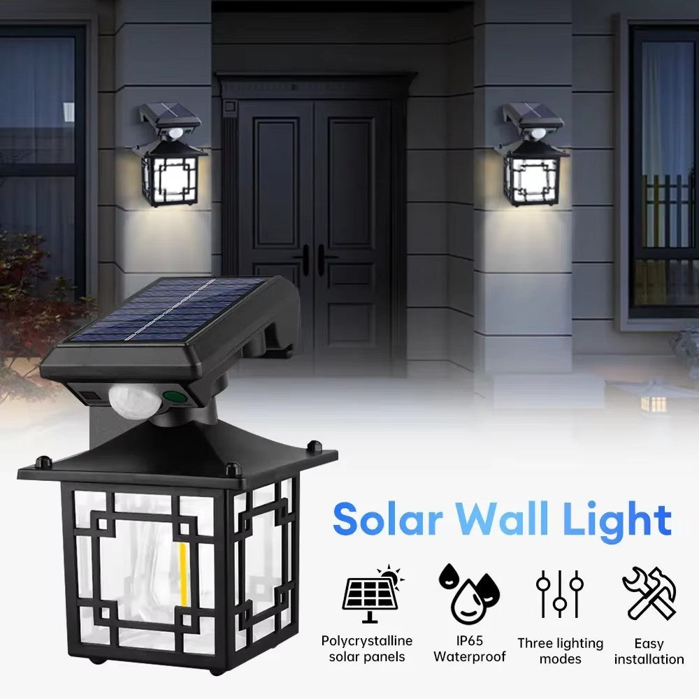 Solar Wall Light Outdoor Waterproof Motion Sensor LED Light with Intelligent Control Three Lighting Modes
