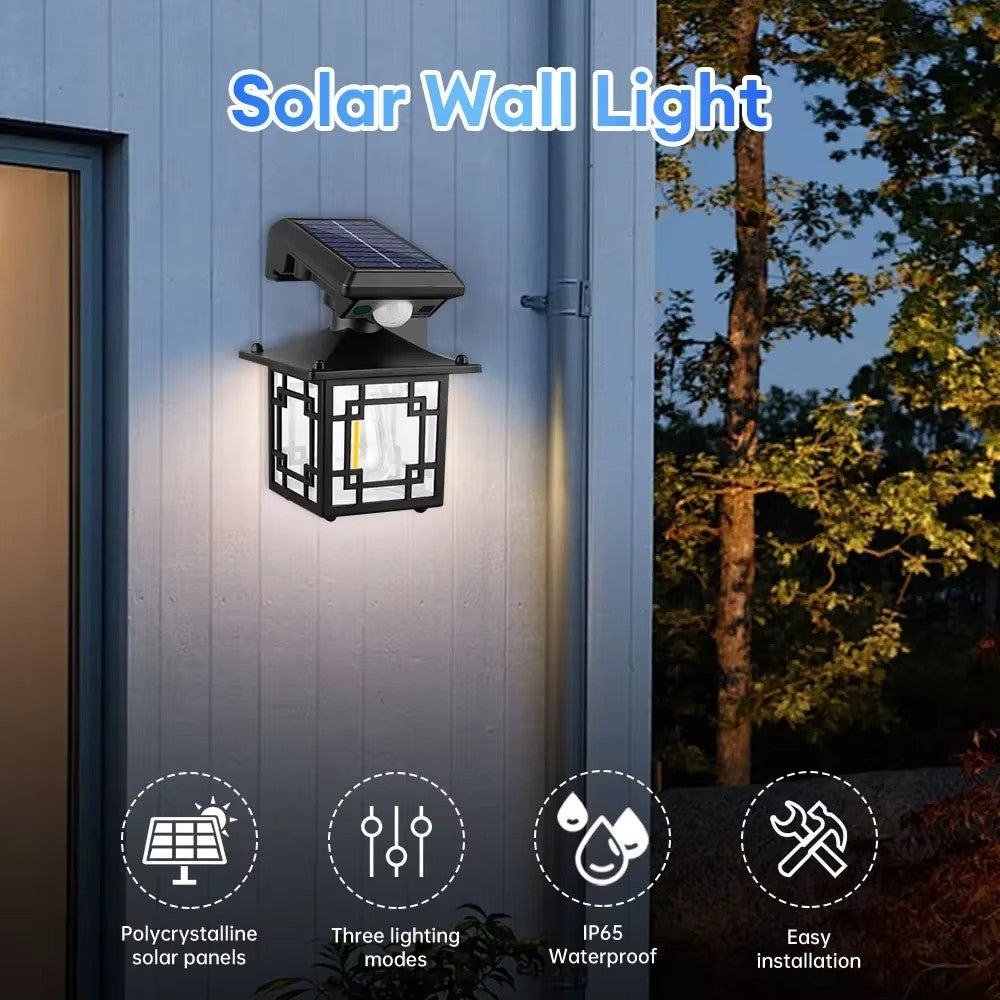 Solar Wall Light Outdoor Waterproof Motion Sensor LED Light with Intelligent Control Three Lighting Modes