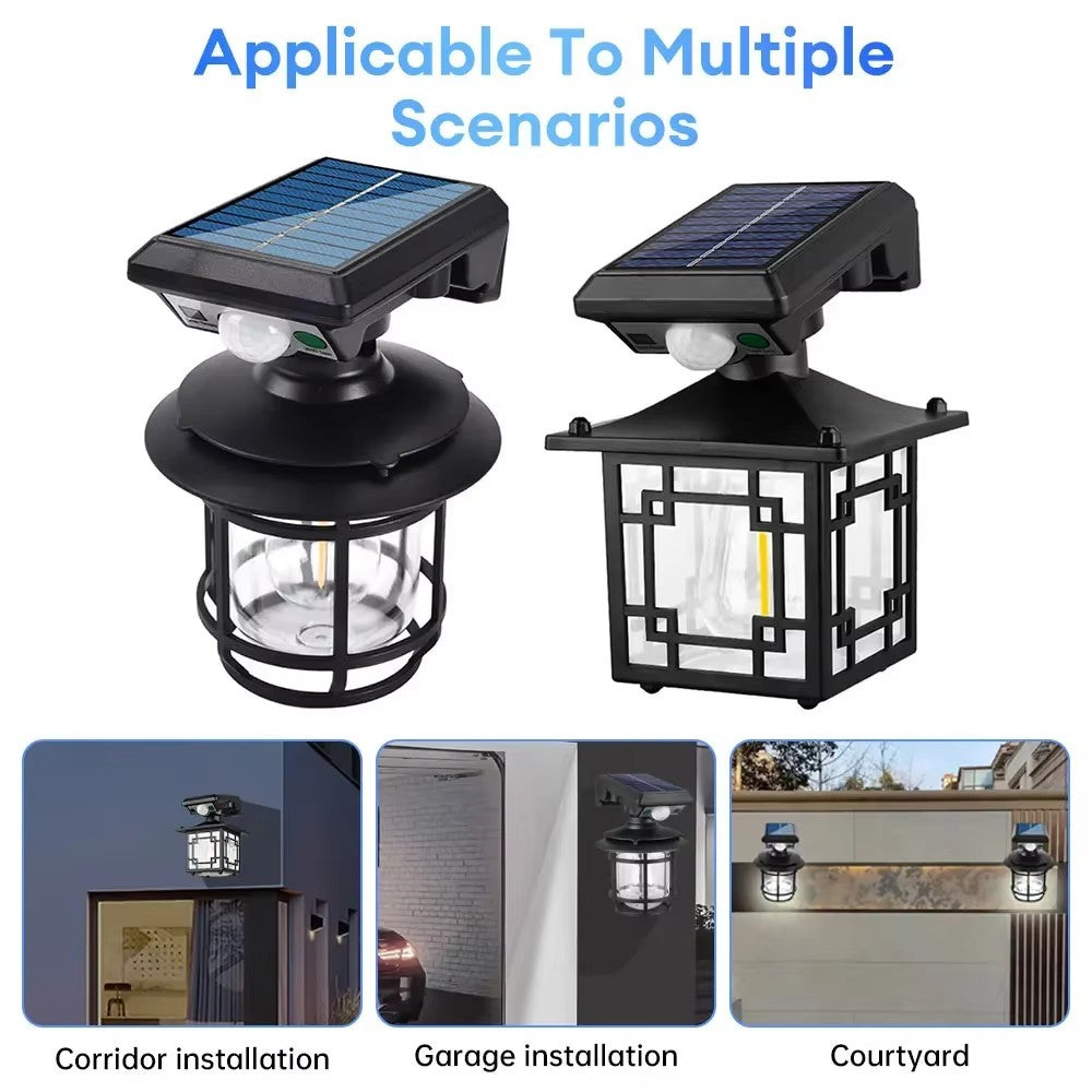 Solar Wall Light Outdoor Waterproof Motion Sensor LED Light with Intelligent Control Three Lighting Modes