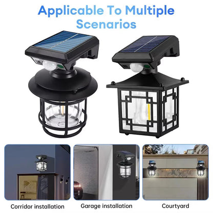 Solar Wall Light Outdoor Waterproof Motion Sensor LED Light with Intelligent Control Three Lighting Modes