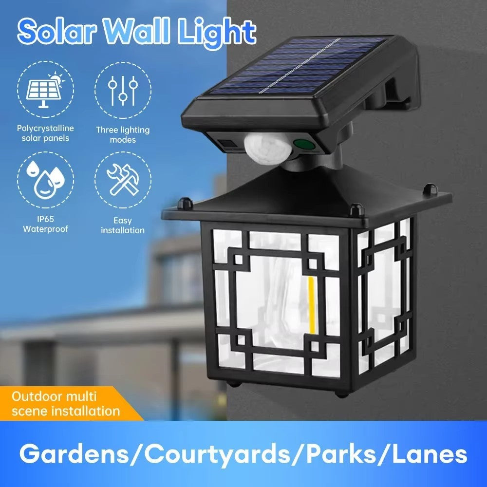 Solar Wall Light Outdoor Waterproof Motion Sensor LED Light with Intelligent Control Three Lighting Modes