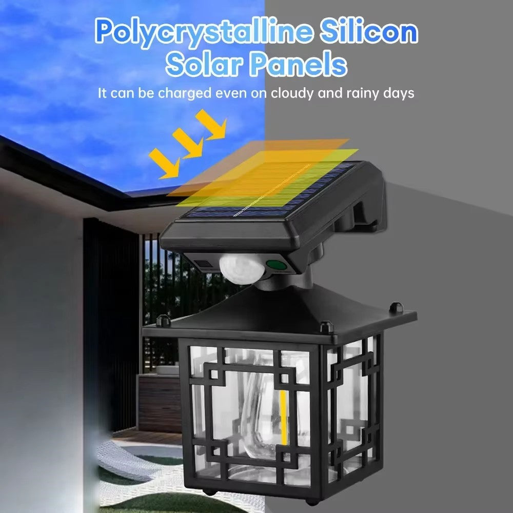 Solar Wall Light Outdoor Waterproof Motion Sensor LED Light with Intelligent Control Three Lighting Modes