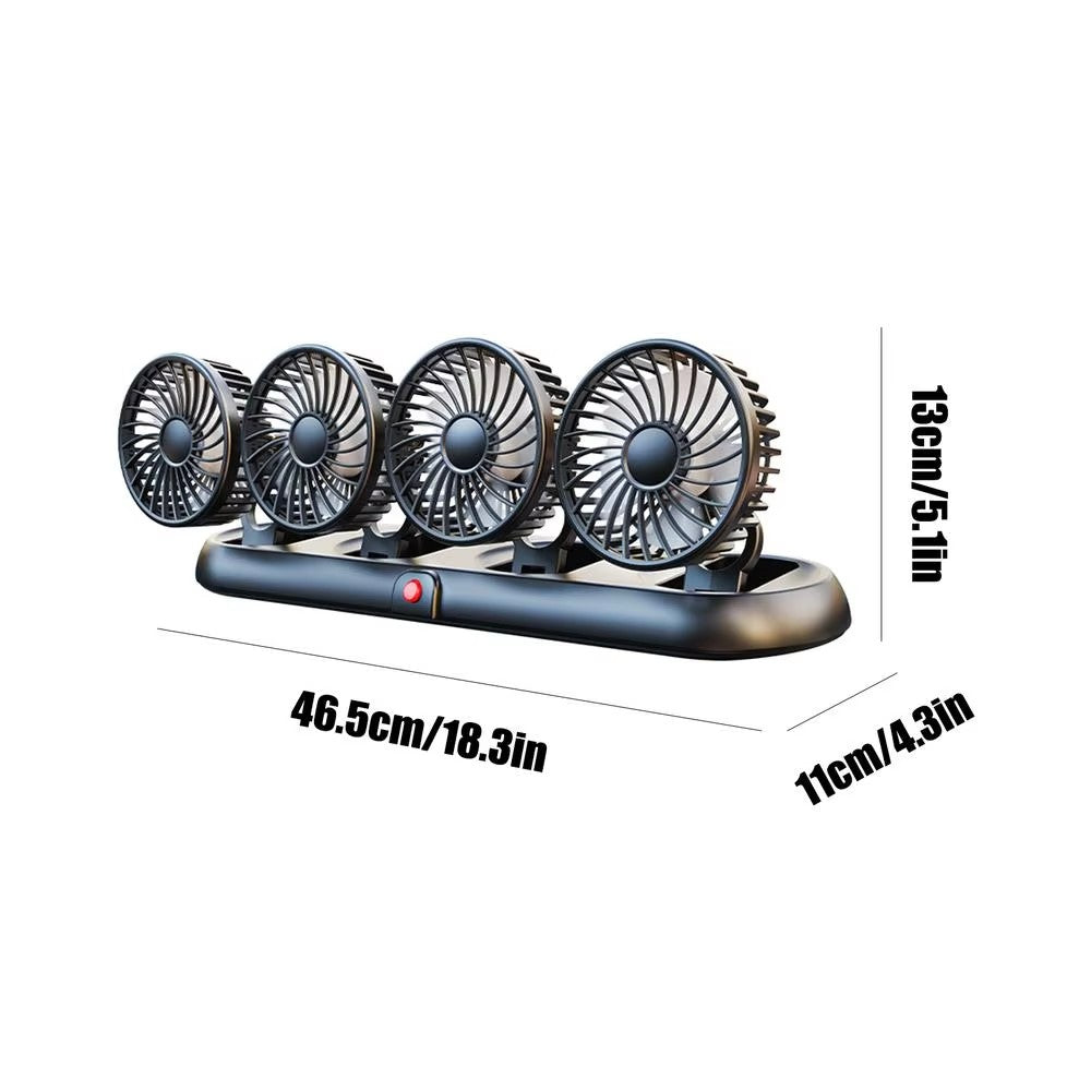 4-Kopf Kühlventilator für Autos – 360° Rotation & schnelles Kühlen
