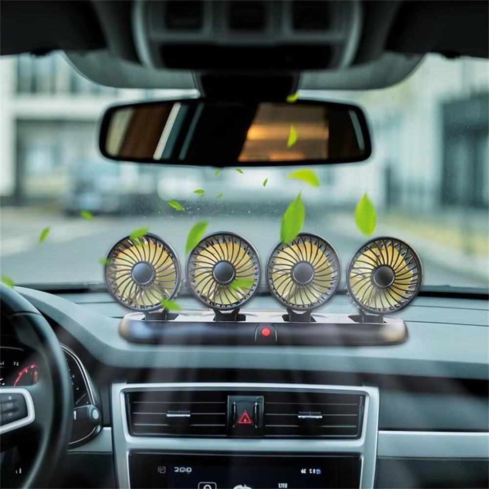 4-Kopf Kühlventilator für Autos – 360° Rotation & schnelles Kühlen