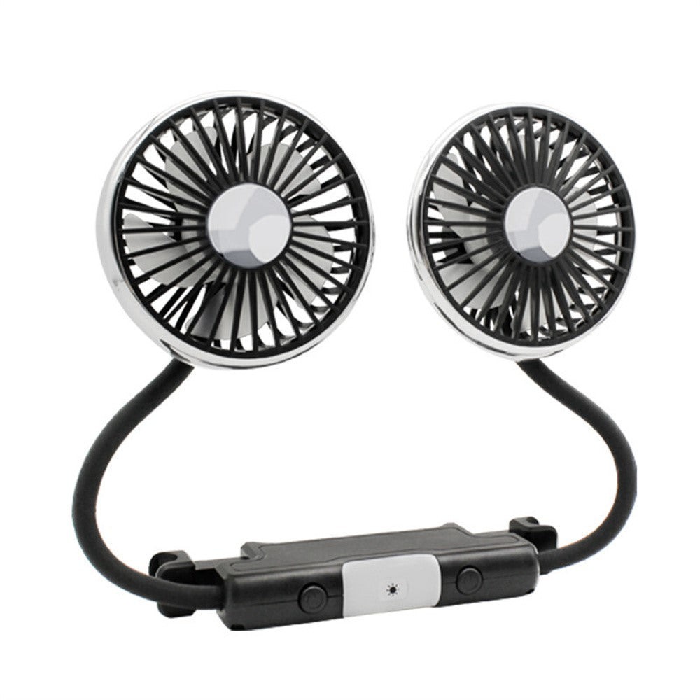 Auto-Doppellüfter 360° drehbar, 12V/24V, 3 Geschwindigkeiten, USB, Kühlung