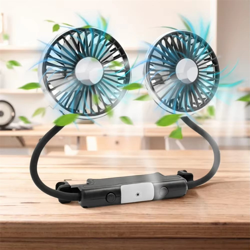 Auto-Doppellüfter 360° drehbar, 12V/24V, 3 Geschwindigkeiten, USB, Kühlung