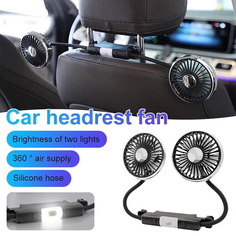 Auto-Doppellüfter 360° drehbar, 12V/24V, 3 Geschwindigkeiten, USB, Kühlung