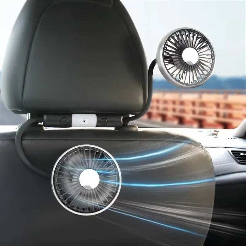 Auto-Doppellüfter 360° drehbar, 12V/24V, 3 Geschwindigkeiten, USB, Kühlung