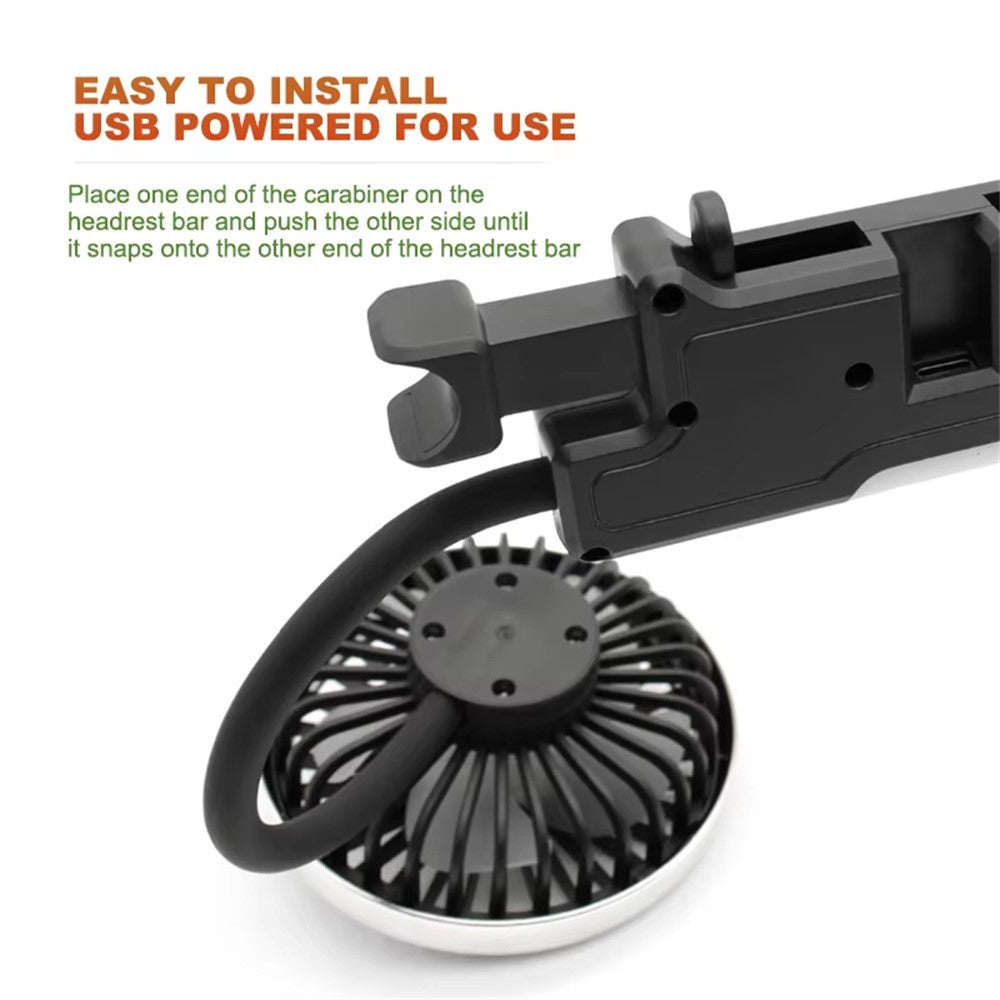 Auto-Doppellüfter 360° drehbar, 12V/24V, 3 Geschwindigkeiten, USB, Kühlung