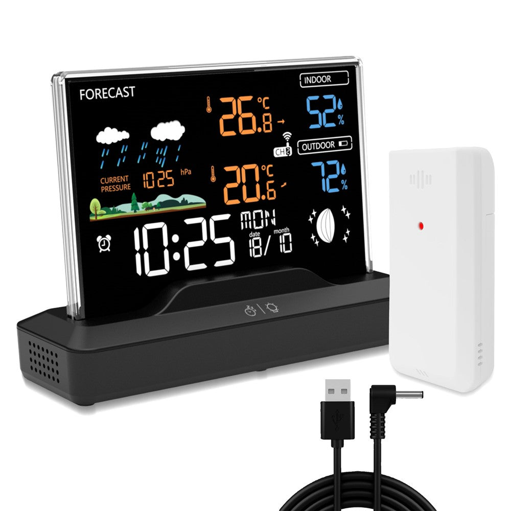 Weather Forecast Clock Electronic Indoor Temperature Humidity Meter RF Wireless Alarm Clock Weather Station