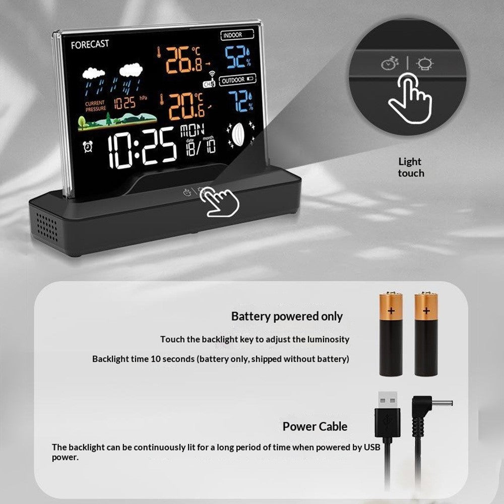 Weather Forecast Clock Electronic Indoor Temperature Humidity Meter RF Wireless Alarm Clock Weather Station