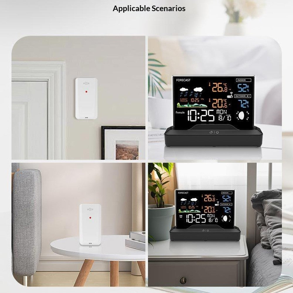 Weather Forecast Clock Electronic Indoor Temperature Humidity Meter RF Wireless Alarm Clock Weather Station