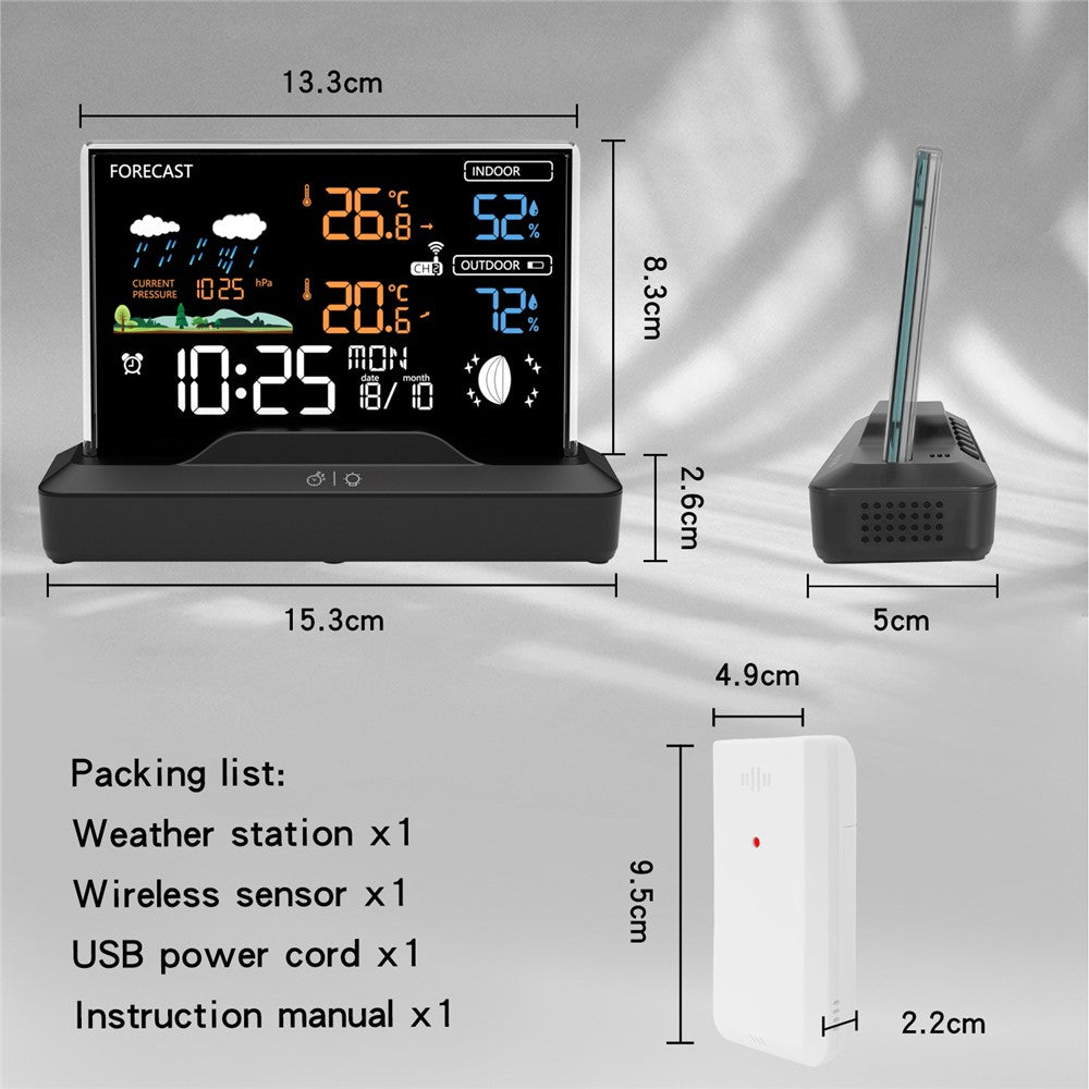 Weather Forecast Clock Electronic Indoor Temperature Humidity Meter RF Wireless Alarm Clock Weather Station